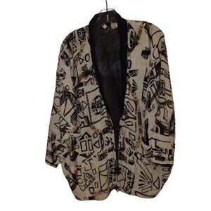 Nativewear Designs Double Lined Long Sleeve Trible Print Button Down, Pockets